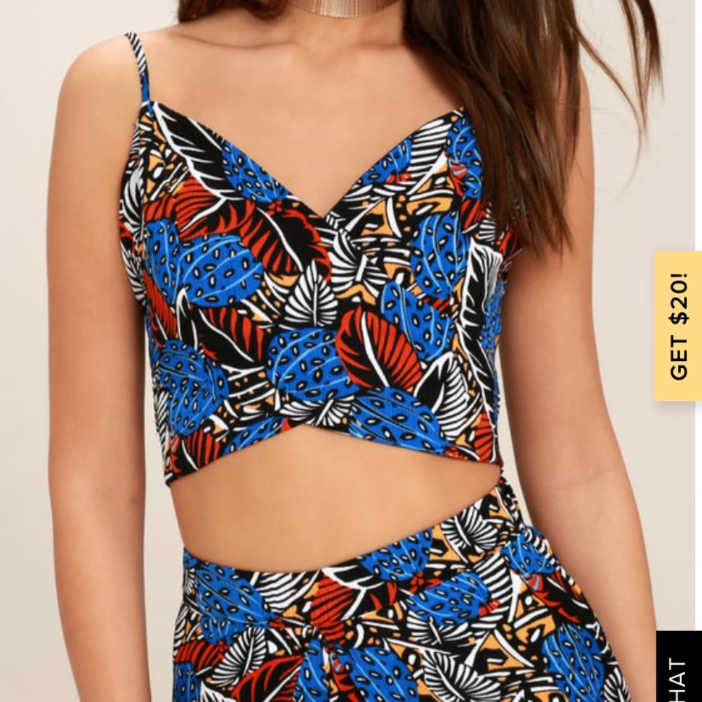 Lulu’s URBAN JUNGLE BLUE PRINT TWO-PIECE JUMPSUIT